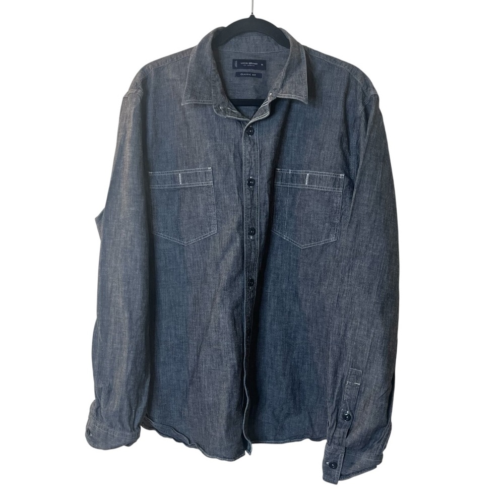 Lucky Brand Gray Classic Fit Button-Up Shirt Sz XL